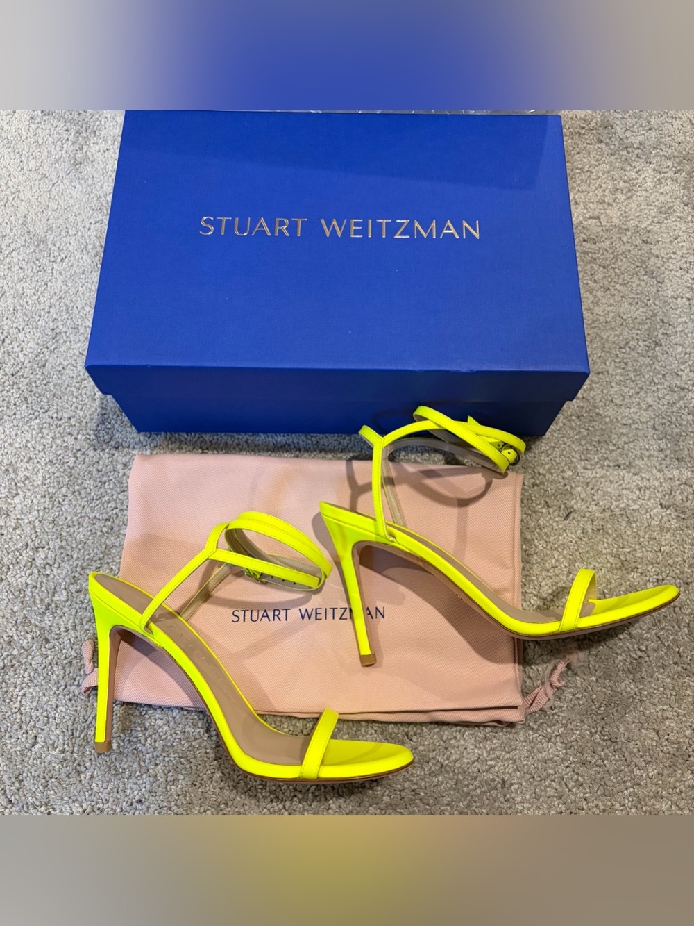 Stuart Weitzman Neon Yellow Strappy Stilettos